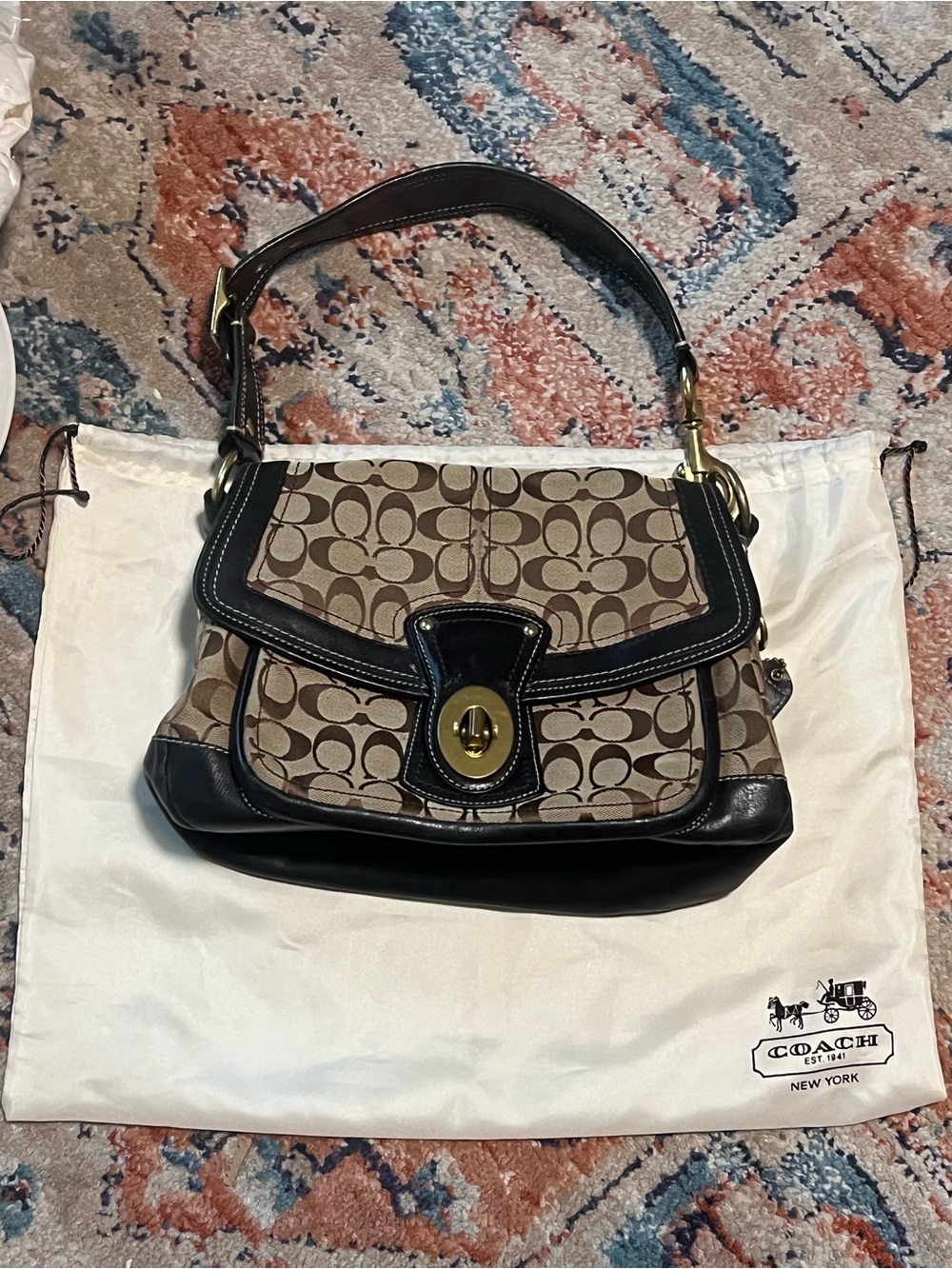 Coach legacy Ali Canvas Turnlock Shoulder Bag in Brown/Black
